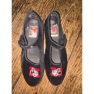 VTG 90s Disney Mickey Mouse M Velvet Mary Jane Shoes Slippers Women's Size 8